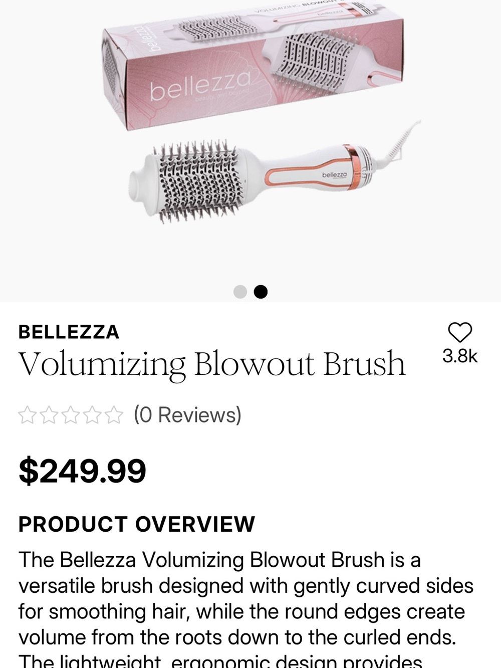 Bellezza Volumizing Blowout Brush - White & Rose Gold